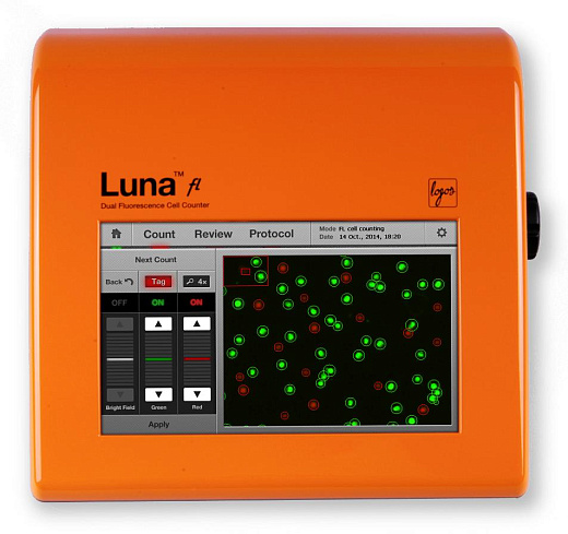 Счетчик и анализатор жизнеспособности клеток, 1-90 мкм, монитор, LUNA-FL, Logos Biosystems