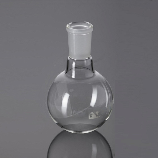 Колба круглая плоскодонная, 250 мл, d 85 мм, шлиф 19/26, Glassco