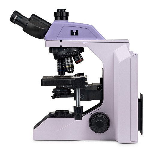 Микроскоп Magus Bio 270T, прямой, тринокуляр, СП, планахромат 4×, 10×, 40×, 100× (вид сбоку)