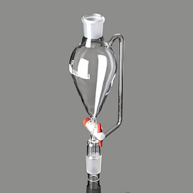 Воронка капельная с компенсатором давления, 250 мл, грушевидная, шлиф 29/32, запорный кран из PTFE, с капельным штоком, со стержнем внутри конуса, 1 шт./уп., Glassco