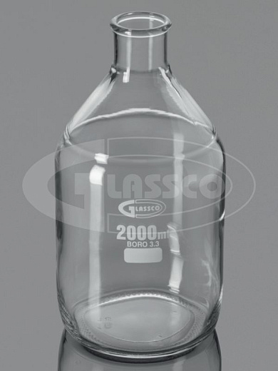 Бутыль 5000 мл, БС до 500 °С, без шлифа, без резьбы, круглая, светлое стекло, 1 шт./уп., Glassco