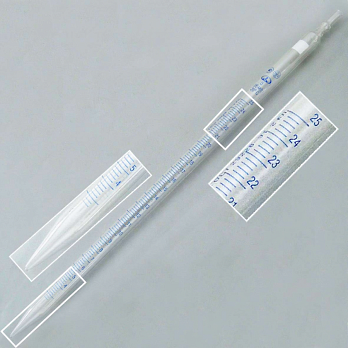 Пипетка стеклянная, 25 мл, НС, градуированная, полный слив, тип 2, исполнение 2, 2 класс точности, Россия