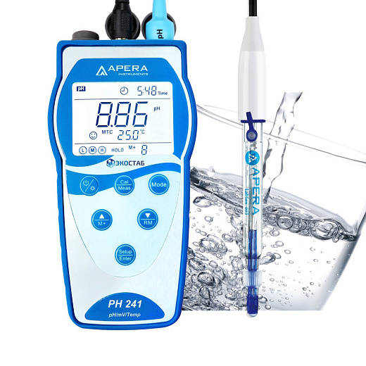 рН-метр, -2-16±0,01, портативный, электрод LabSen 803, серия 240, для чистой воды, PH241PW