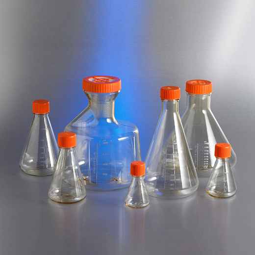 Колба Эрленмейера 125 мл, PC, вентилируемая крышка, стерильная, Pyrex (Corning)