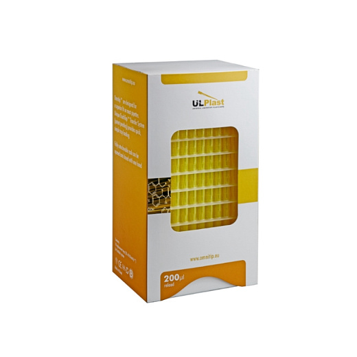 Наконечники до 200 мкл (от 1 мкл), длина 50 мм, желтые, Omnitip, 10 кассет х 96 шт.