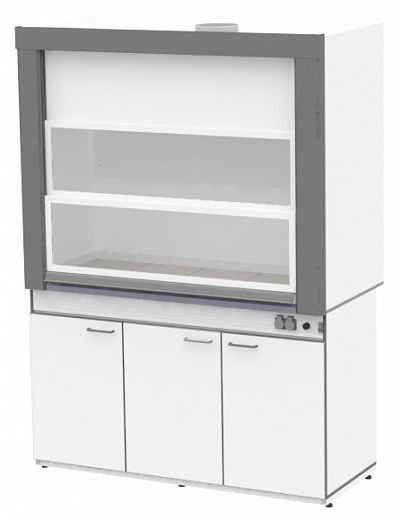 Шкаф вытяжной общего назначения, ширина 150 см, корпус – ЛДСП, столешница – керамогранит, 1 тумба