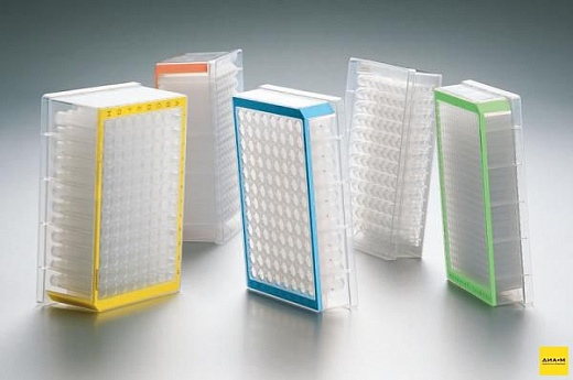 Планшет глубоколуночный, 96/1000, PCR clean, зеленая рамка, 20 шт.