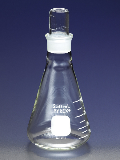 Колба Эрленмейера 250 мл, стекло, пробка стеклянная шлиф., 1 шт., Pyrex (Corning)