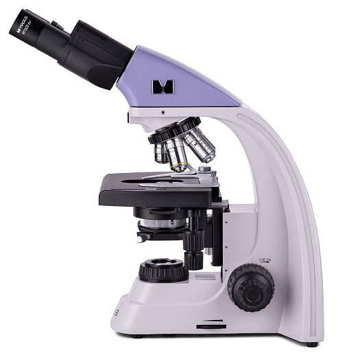 Микроскоп Magus Bio 250B, прямой, бинокуляр/тринокуляр, СП, планахромат 4×, 10×, 40×, 100× (вид сбоку)