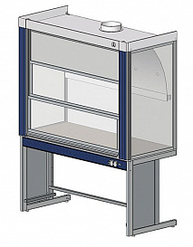 Шкаф вытяжной общего назначения, ширина 150 см, глубина 70 см, корпус – металл, столешница – цельная керамика Fridurit 26, 2 подъемных экрана