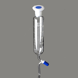 Воронка капельная, 50 мл, цилиндрическая, шлиф 14/23, запорный игольчатый клапан, пробка ПП, 1 шт./уп., Glassco