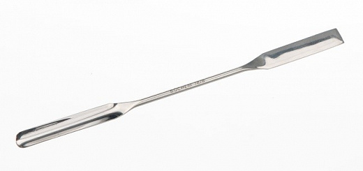 Микролопатка полузакруглённая двухсторонняя, длина 130 мм, лопатка 40×9 мм, диаметр ручки 3 мм, нержавеющая сталь, тип 2