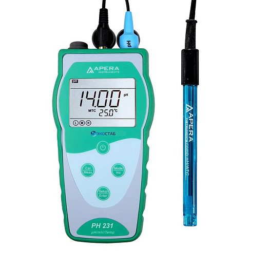 рН-метр, 0-14±0,01, портативный, электрод 201T-F, PH231, серия 230, Apera Instruments