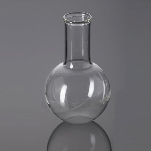 Колба круглая плоскодонная, 150 мл, d 74 мм, цилиндр. горловина 28 мм, Glassco