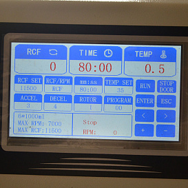 Центрифуга 4000 об/мин, 5800g, 12×1000 мл, с охлаждением, с ротором, напольная, DL8M-12L, Drawell, панель упраления, Китай