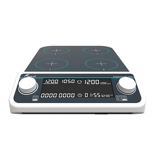 Магнитная мешалка без нагрева, объем по воде 0,5 л на 1 место, 4 места, платформа 110×110 мм на 1 место, 50-1500 об/мин, MMS4Pro, Joan, Китай