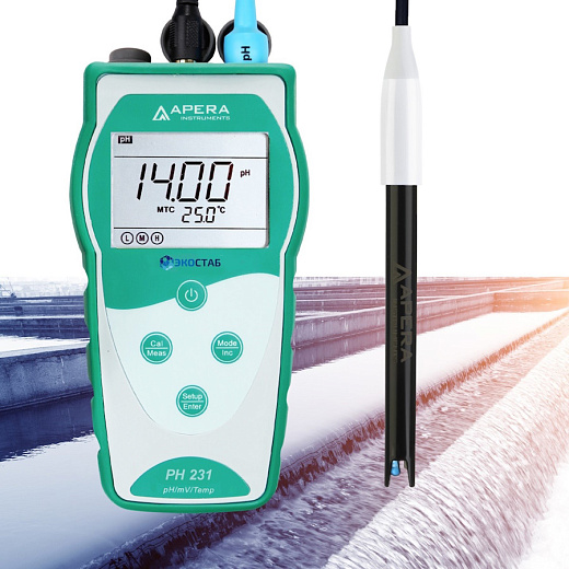 рН-метр, 0-14±0,01, портативный, электрод LabSen 333, PH231WW, серия 230, для сточной воды, Apera Instruments